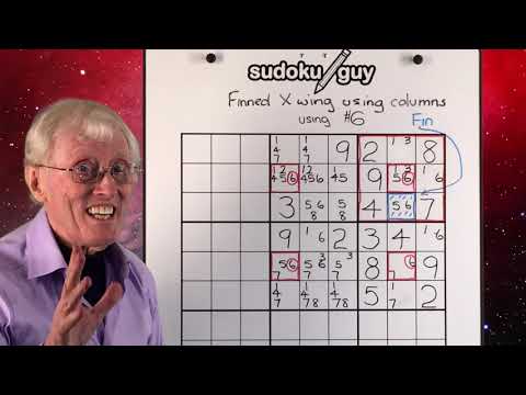 Tutorial #55  The sudoku finned X wing. Using columns.