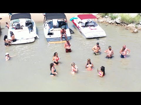 Lake Havasu Memorial Day 2023 Pirate Cove boat party drone DJI Flash Flashing drone