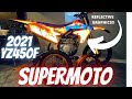 2021 YZ450F SUPERMOTO BUILD FULL FMF CUSTOM WARP 9 WHEELS VOLTA REFLECTIVE GRAPHICS