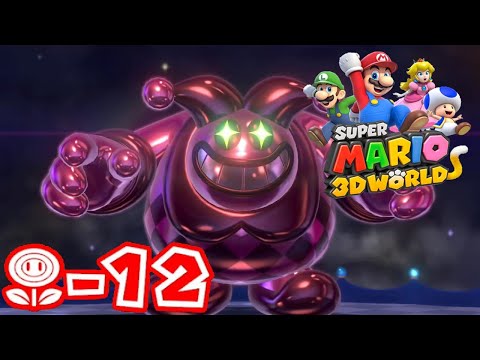 Flower-12 Boss Blitz - All Green Star 100% Gameplay Walkthrough - Super Mario 3D World