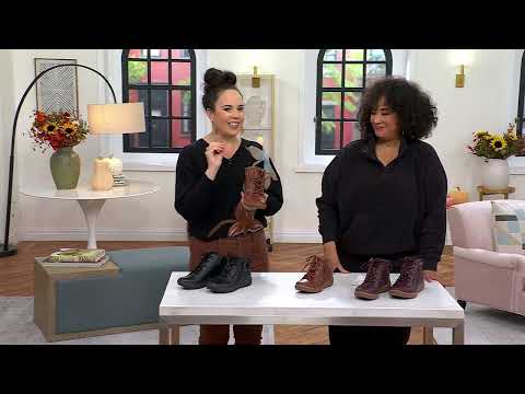Clarks Collection Leather Lace-Up Boots Caroline Park on QVC