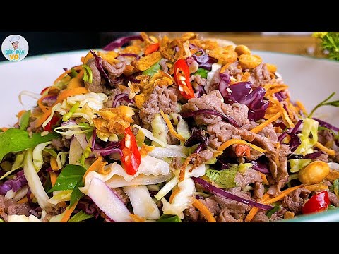 Cách làm GỎI BÒ TRỘN BẮP CẢI ngon hết chỗ chê | Bếp Của Vợ