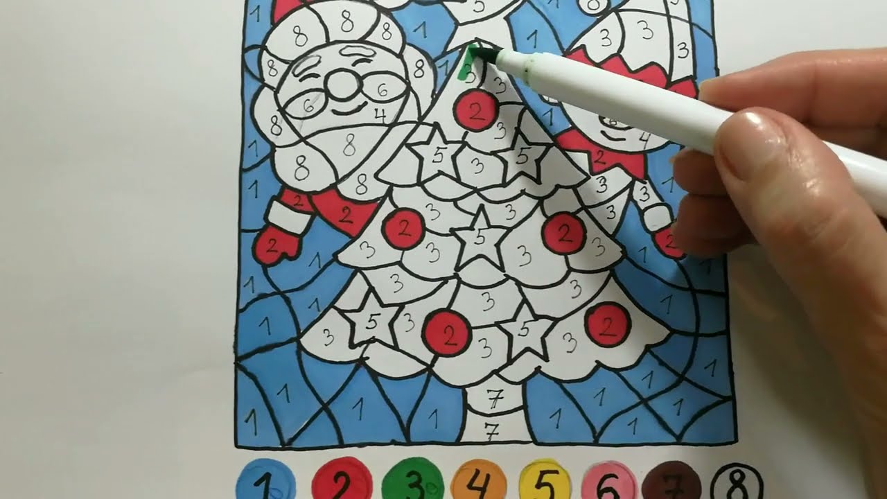 Color by Number,Christmas Tree Coloring Pages,Learn colors,for Kids