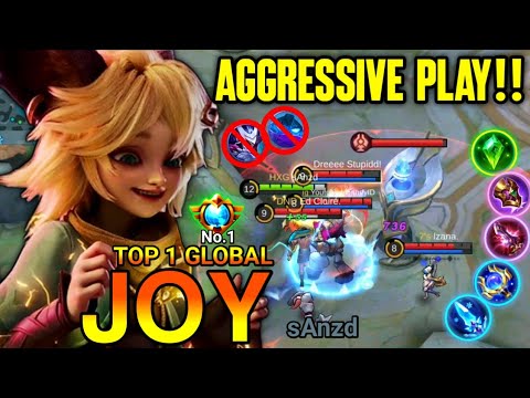13 Kills!! Joy Fearless Super Aggressive Gameplay!! - Build Top 1 Global Joy ~ MLBB