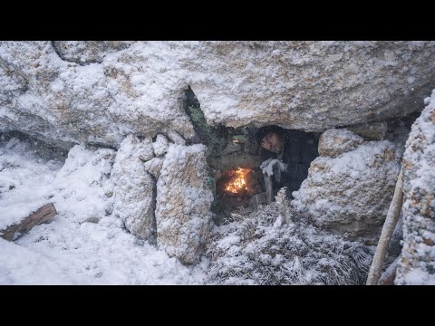 Trapped in a Deadly Blizzard | Lost in Fog & Snow — Solo Survival Under a Rock (ASMR)