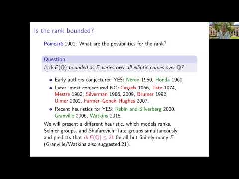 Bjorn Poonen, Heuristics for the arithmetic of elliptic curves