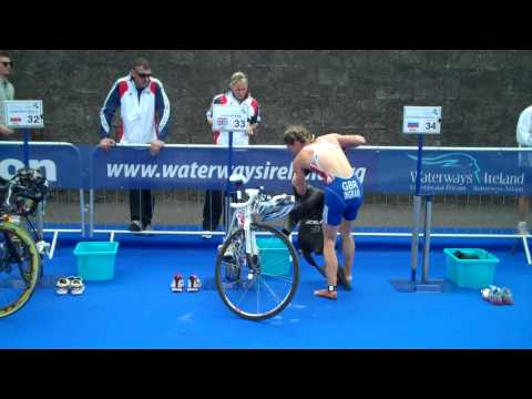 Katie Ingram in T1 at European Champs, Athlone 2010