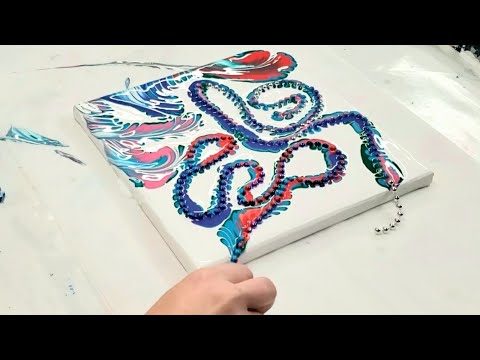 Fluid Art BEAD CHAIN PULL Acrylic Pouring String Technique Beginners Satisfying Relaxing Art