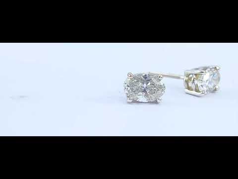SOLD 1.38 ct NATURAL DIAMOND oval shape stud earrings SOLID 14k white GOLD