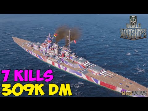 World of WarShips | Großer Kurfürst | 7 KILLS | 309K Damage - Replay Gameplay 1080p 60 fps