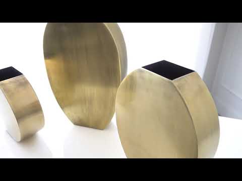 Squared Oval Vase-Antique Brass-Large(مزهرية مربعة الشكل بيضاوية الشكل - نحاسي عتيق كبير )