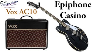 Video thumbnail for Epiphone Casino Worn Ebony - Vox AC10C1 Demo Video by Leduc's Own Music Shop