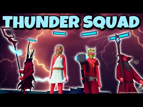 Thunder Squad! Tempest Lich + Zeus + Thor + Wizard vs Every Faction - TABS Gameplay