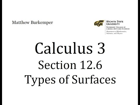 Calculus 3 Section 12.6 - Types of Surfaces