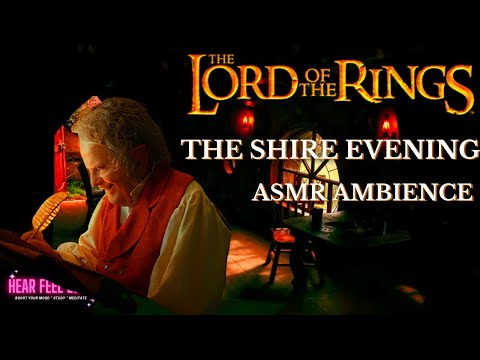 Bilbo's Writing Session | The Shire Evening Ambience - ASMR Fireplace