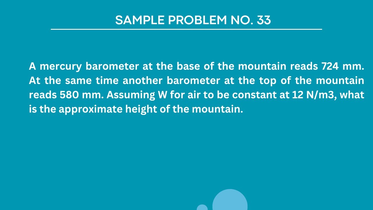 UNIT PRESSURE - Sample Problem No. 33 (Fluid Mechanics & Hydraulics)