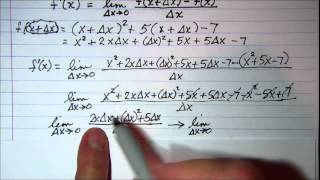Finding the derivative by the limit process