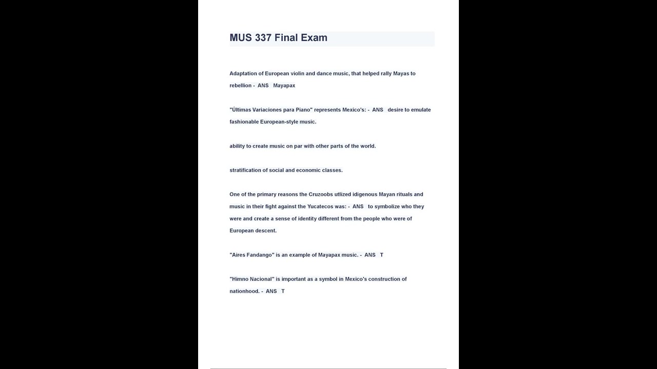 LAS MAS MUS 337 FINAL EXAM SPRING 2023 QUESTIONS EN ANSWERS A GRADED 1000 VERIFIED