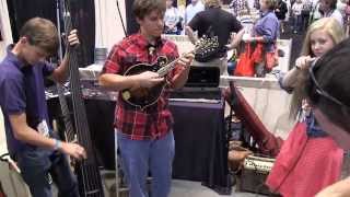 2013 IBMA Jam of Sally Goodin   Trying out some electric instruments at the NS Design Booth   SkyDri