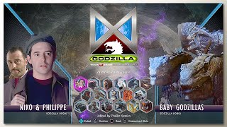 Baby Godzillas vs Human with Healthbars