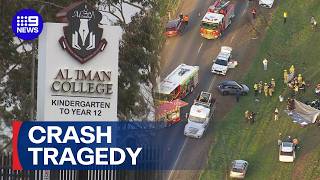 Tragic crash at school pick-up leaves two dead | 9 News Australia