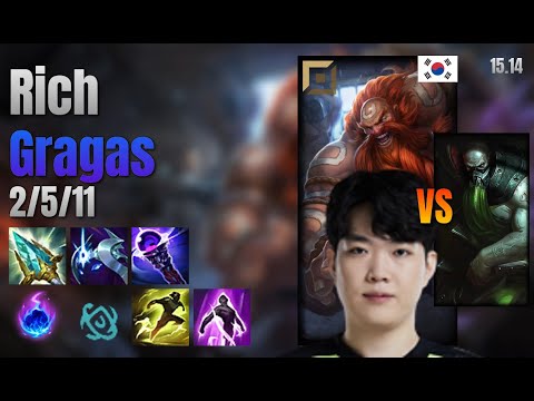 Rich Top Gragas vs Urgot lol KR solo rank Full Game 15.14 | 리치 그라가스 vs 우르곳