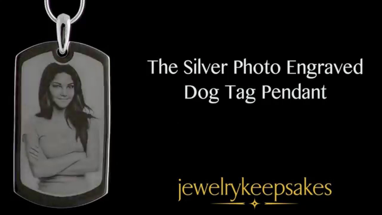Photo Engraved Large Dog Tag Silver Pendant