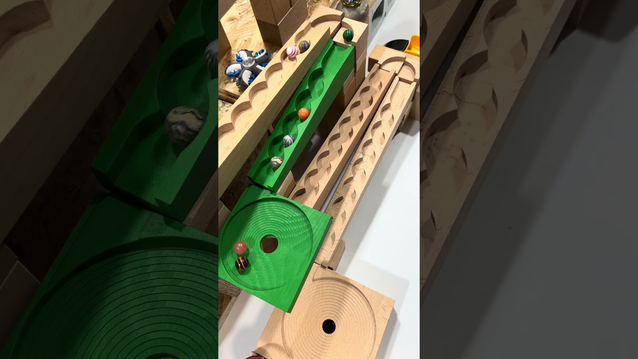 HABA Melody Slope + Wooden Funnel ☆ Oddly satisfying marblerun ASMR②