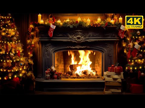 🔥 Christmas Fireplace 4K (12 HOURS). Fireplace with Crackling Fire Sounds. No Music