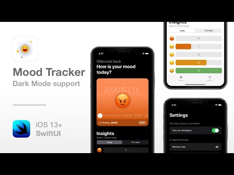 Mood Tracker - SwiftUI full app source code - Track your mood - Stay healthy - Learn iOS development