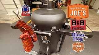 Oklahoma Joe’s Bronco Drum Smoker / Hanging Baby Back Ribs! / Smoked-No Wrap Ribs! 