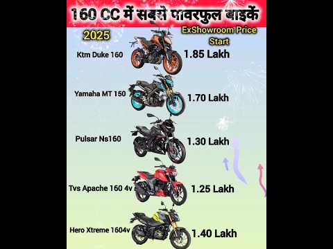 Most powerful bikes in 160CC segment🔥🔥 Most Powerful Bikes in India 2025✅️ #powerfulbikes #shorts.
