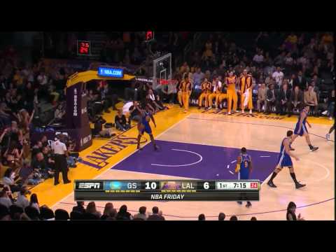 Wesley Johnson alley-oop from Steve Blake - Warriors @ Lakers - 2013.11.22