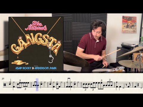 Gangsta (Drum Sheet Music / Tutorial) - Free Nationals, A$AP Rocky, Anderson. Paak