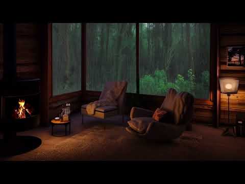 Cozy Cabin Porch with Heavy Rainstorm | Relaxing Rain Sounds for Sleeping, Studying & Relax 8 Hours