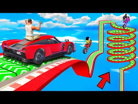 SHINCHAN AND FRANKLIN FOUND A SPIRAL SPEED BOOSTER ROAD PARKOUR CHALLENGE IN GTA 5