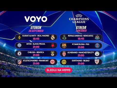 Liga majstrov UEFA 25/26 | ligová fáza - 2.kolo | od 30. 9. 2025 naživo alebo zo záznamu na Voyo