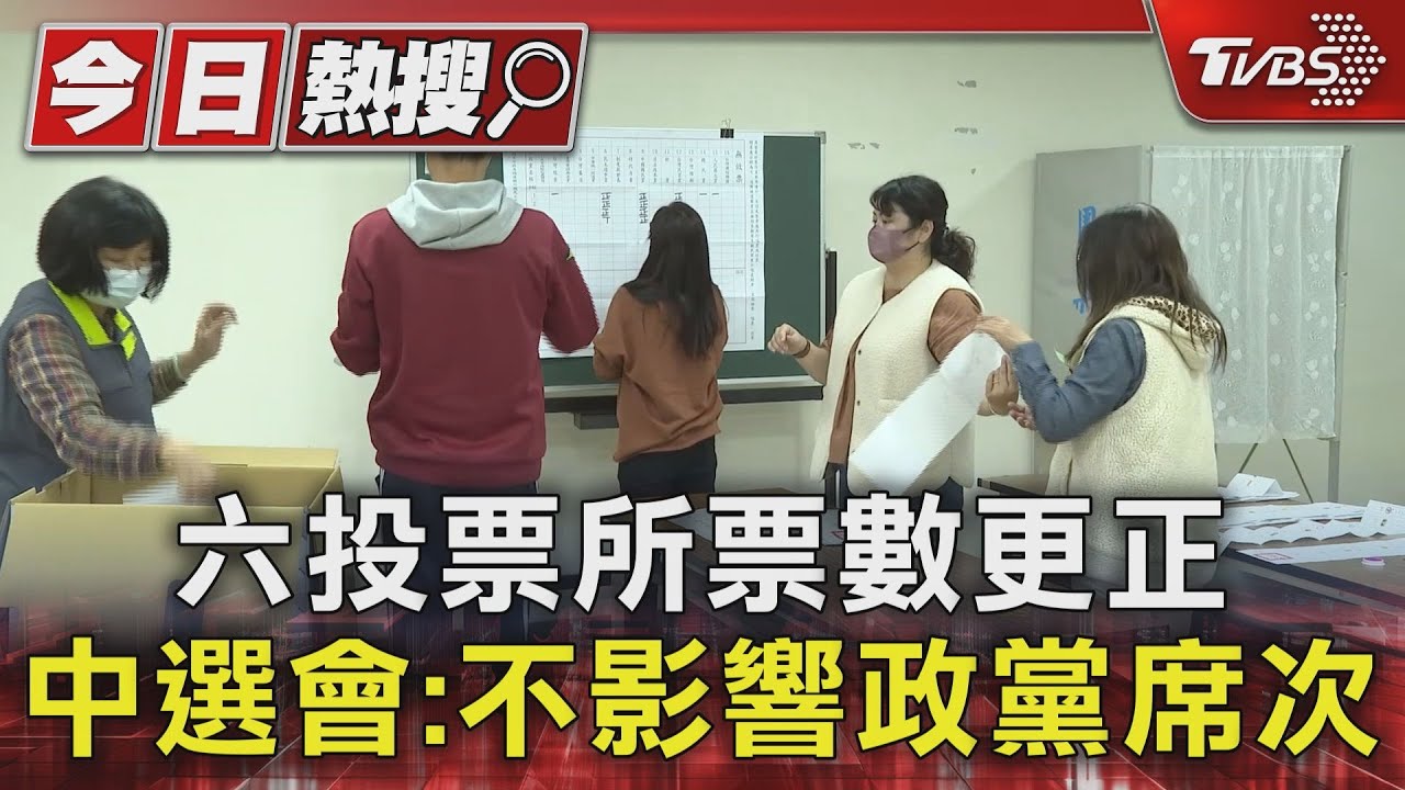 六投票所票數更正!中選會:不影響政黨席次