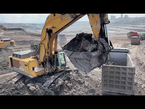 Two Liebherr 974 Excavators Loading Overburden On A Fleet Of Trucks At  Busy Mining Site - Ascon Ltd