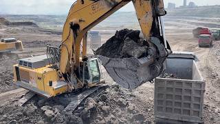 Two Liebherr 974 Excavators Loading Overburden On A Fleet Of Trucks At  Busy Mining Site - Ascon Ltd