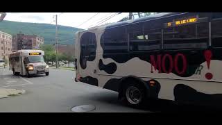 MOOver buses leaving depot at Brattleboro