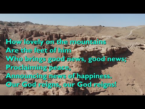 How Lovely on the Mountains (Our God Reigns - 4vv+refrain) [with lyrics for congregations]