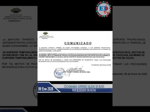 Cochabamba suspende salidas de buses por bloqueos en rutas