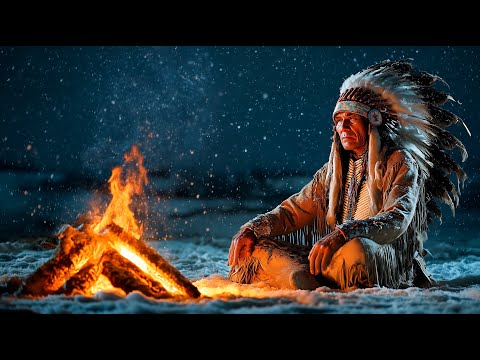 Cozy Winter Fire & Snow | Native American Shamanic Chant for Sleep & Relaxation
