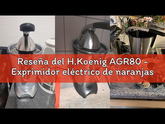 Vídeo relacionado con H.Koenig AGR80 - Exprimidor eléctrico de naranjas profesional de 160 W, palanca y filtro de acero inoxidable, sistema antigoteo, sin BPA, piezas aptas para lavavajillas