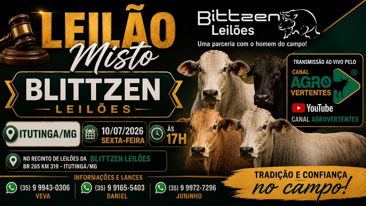 LEILÃO MISTO BLITTZEN LEILÕES  - ITUTINGA/MG - 10/07/2026