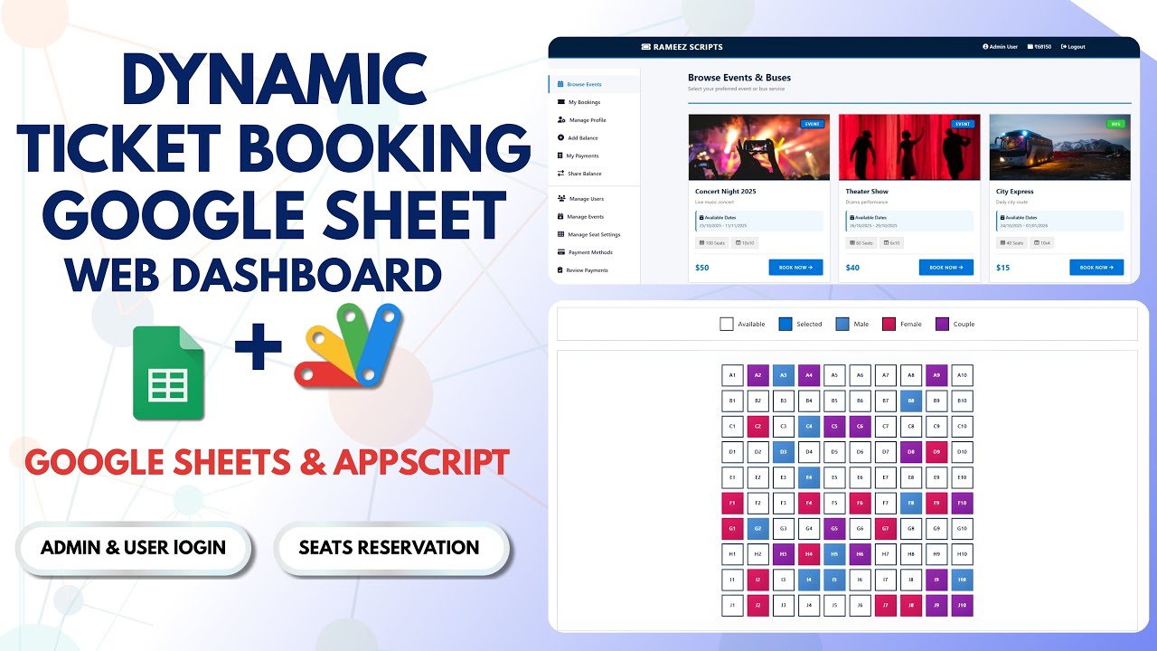 Ticket Booking System with Google Sheets & Apps Script | React Seat Reservation System 2025 | E12
