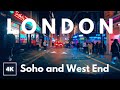 London Night Drive Soho And West End Downtown London UK 4K Sleep ASMR 3D Audio Binaural