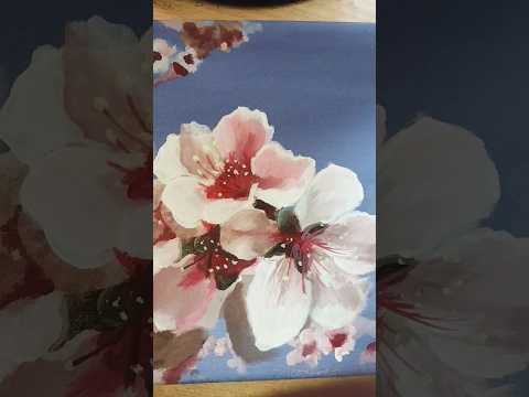 Almendro 🌸 #shorts #youtubeshorts #drawing #painting #flowers