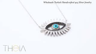 Evil Eye Design Baguette Pendant Necklace Wholesale Handmade 925 Silver Sterling Jewelry